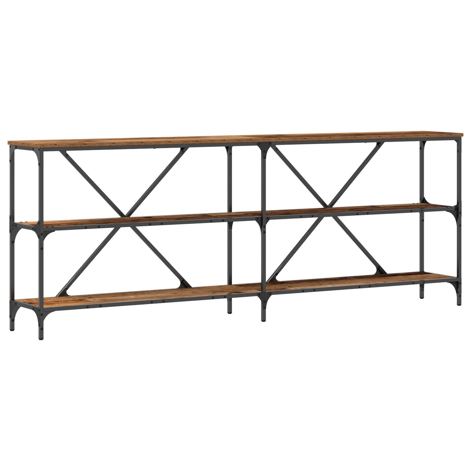 Console Tafel Oud Hout 200X30X75 Cm Engineered Hout En Staal