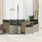 Garden Sofa Set with Storage 7 pcs Light Grey Poly Rattan
