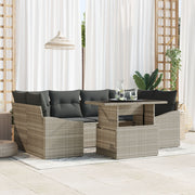 Loungeset 7-delig polyrattan lichtgrijs
