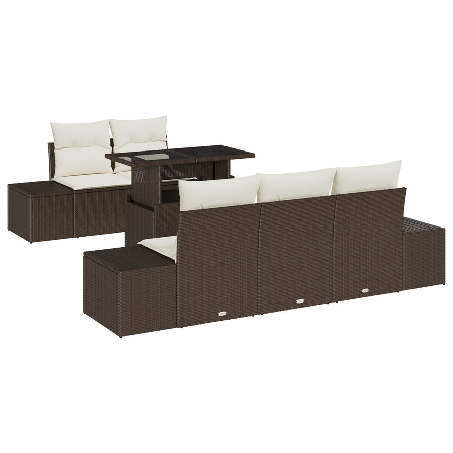 Tuin Bankstel Set Van 6 Bruin Rattan Buiten Tafel Rechthoekig