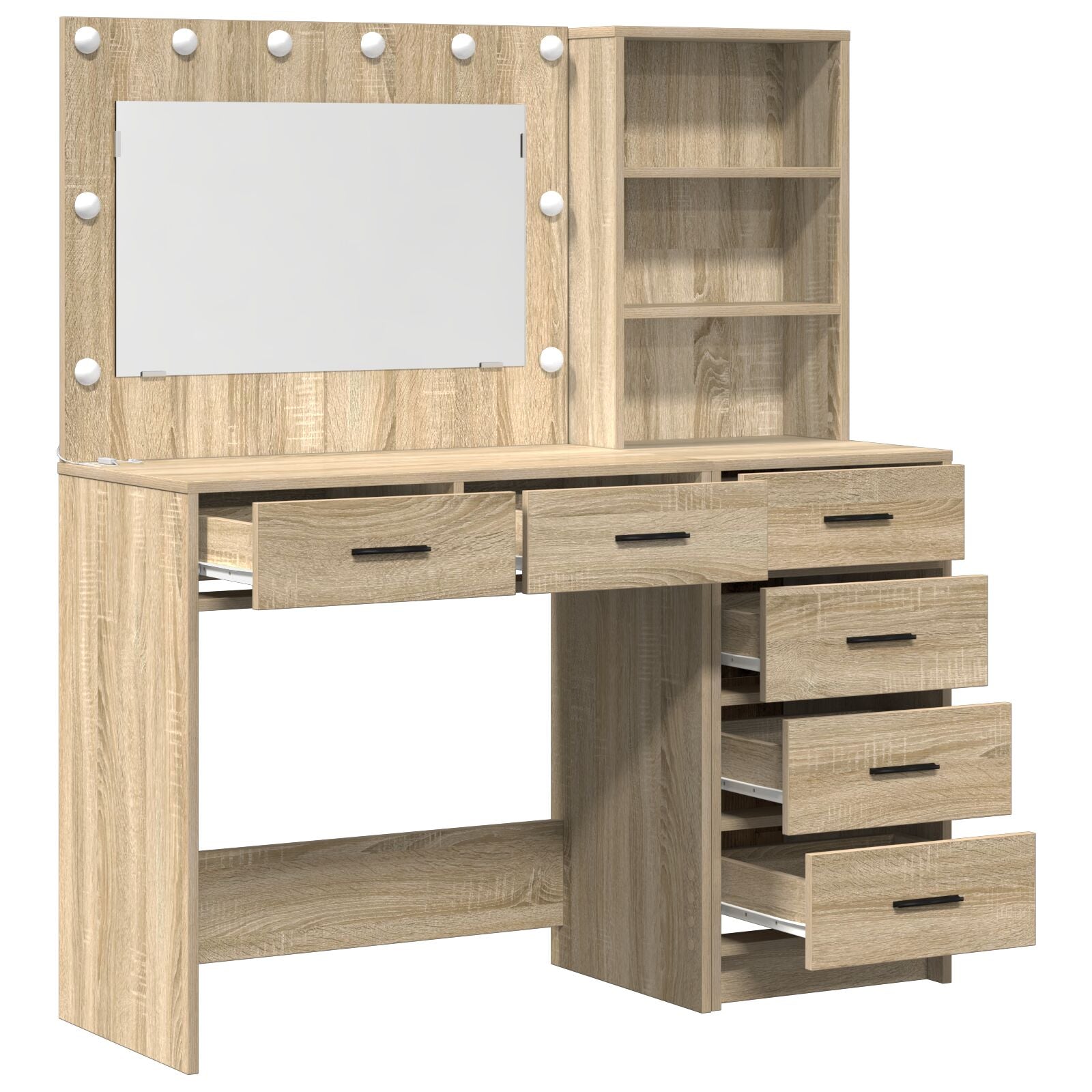 2 Delige Kaptafel Set Met Led Sonoma Eiken Gefabriceerd Hout