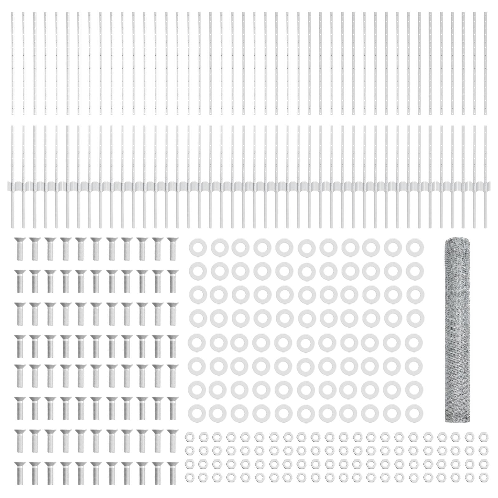 Hekposten 22 Stuks U-Kanaal 100 Cm Gegalvaniseerd Staal,  Zeshoekig Hek 1X100 M Gegalvaniseerd Staal