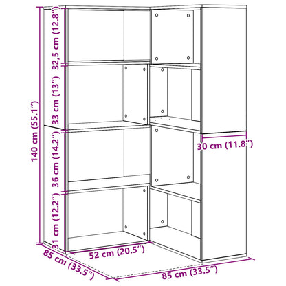 Hoekkast Zwart Eiken 140X30X140 Cm Geperst Hout