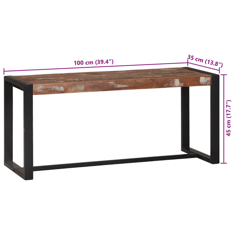 Bank Meerkleurig Massief Gerecycled Hout 100 X 35 X 45 Cm