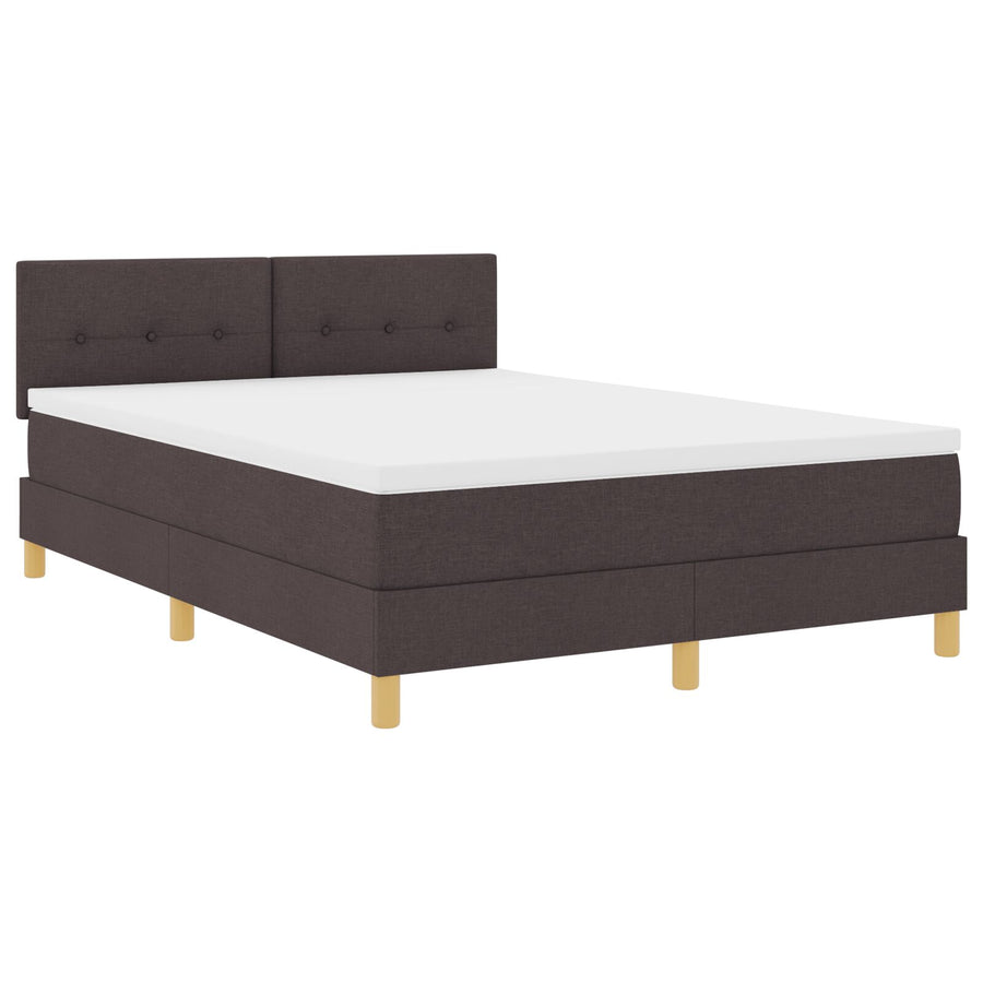 Boxspring Bed Met Matras Stof Donkerbruin 140 x 190 cm Knoopgepolsterd