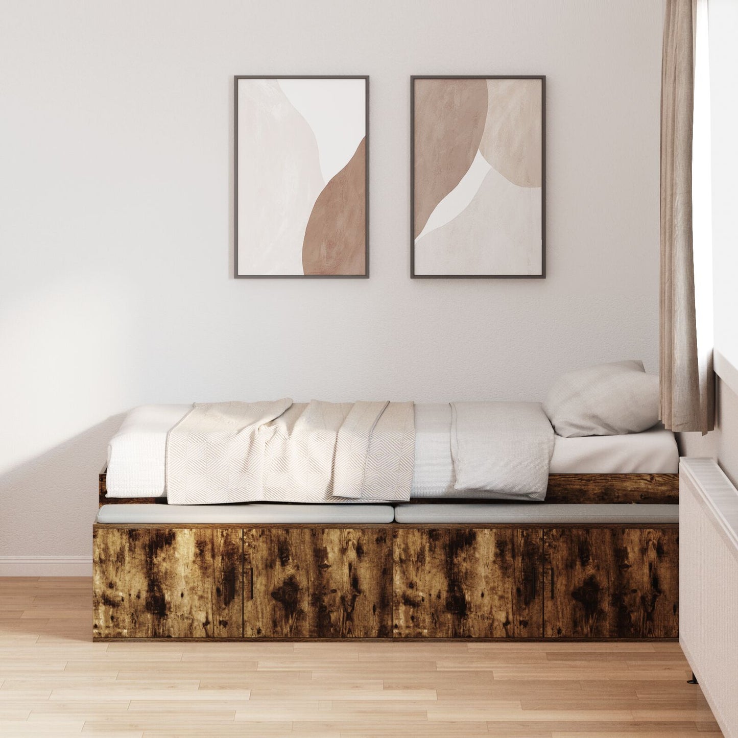 Opbergbedframe Gerookte Eiken 100X200 Cm