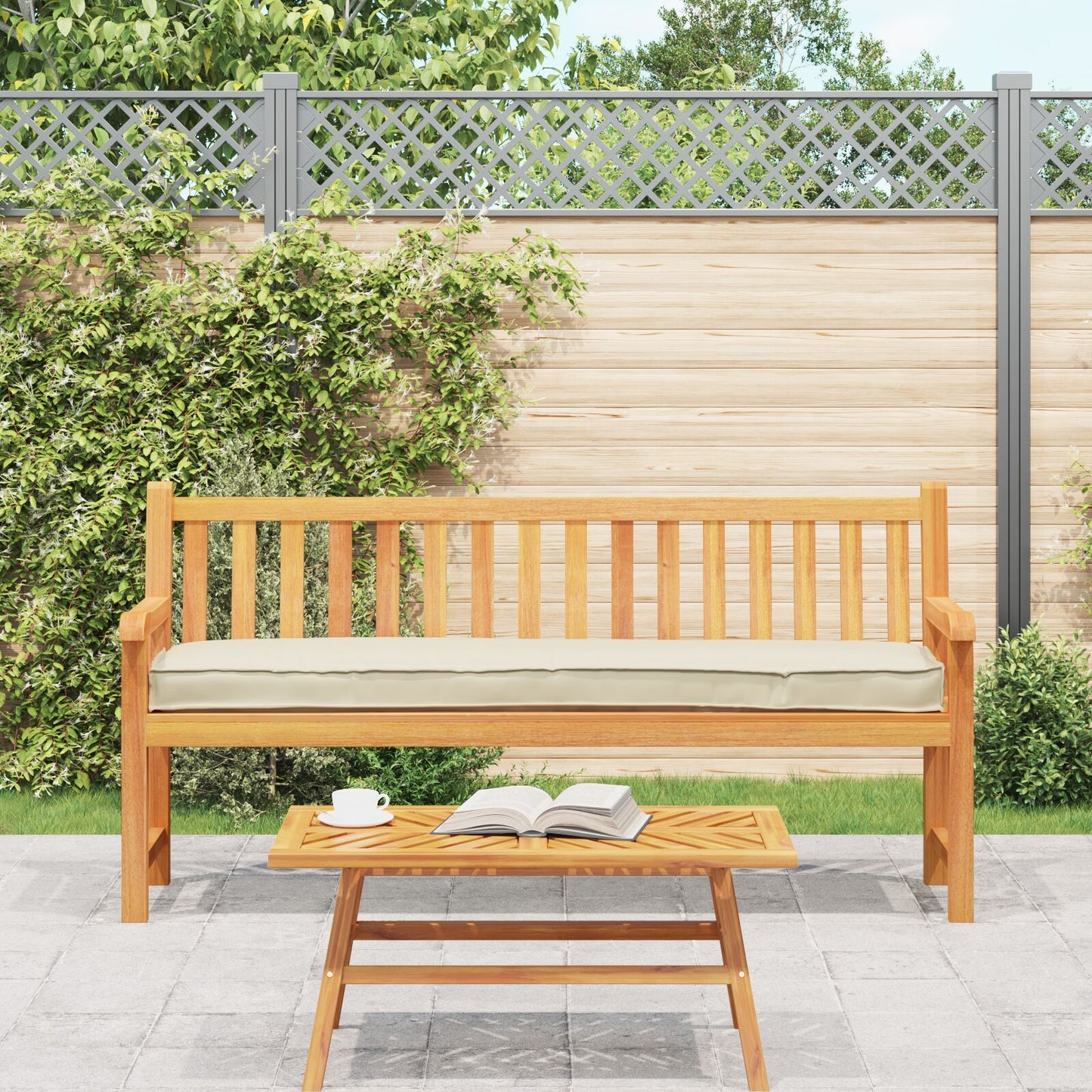 Palletkussens Voor Bank 2 Stuks 200X40X8 Cm Oxford Stof Crème