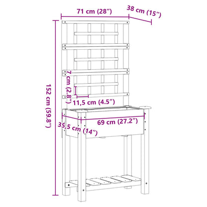 Tuinbak Met Trellis En Plank 71X37X152 Cm Massief Vurenhout 71 x 38 x 152 cm