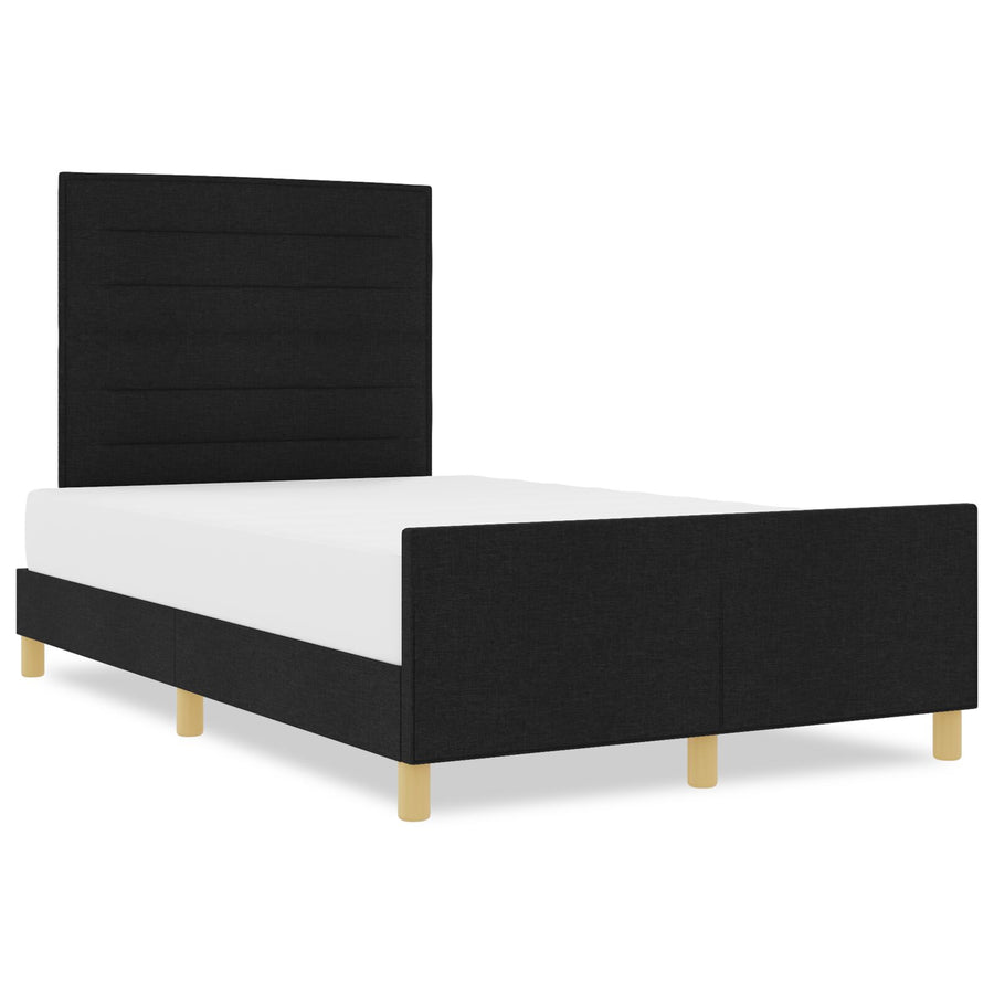 Bedframe Zwart 140X190 Cm Stof Crème