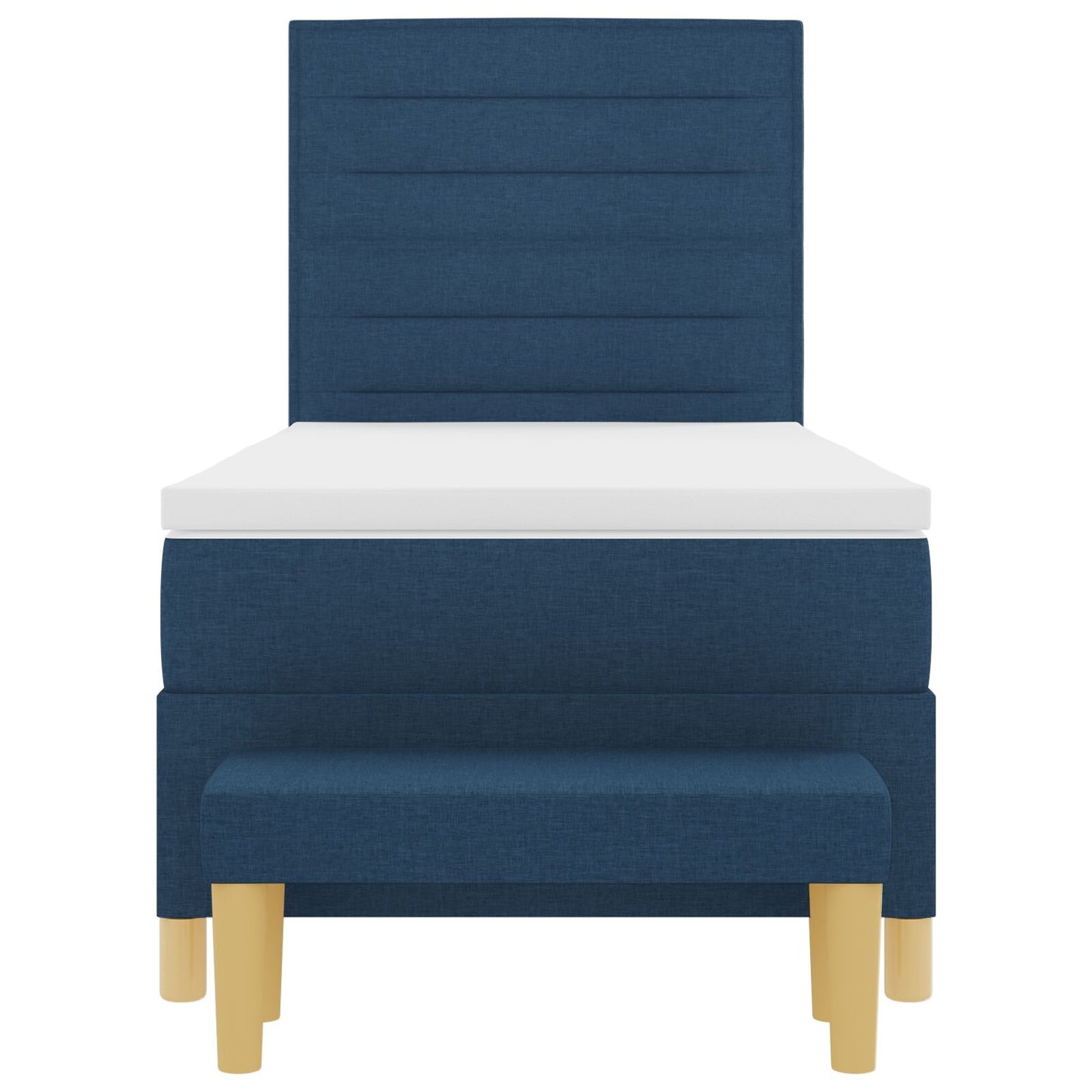 Boxspring Bed Met Matras & Bench Stof Blauw 90 x 200 cm Lijnen ontwerp