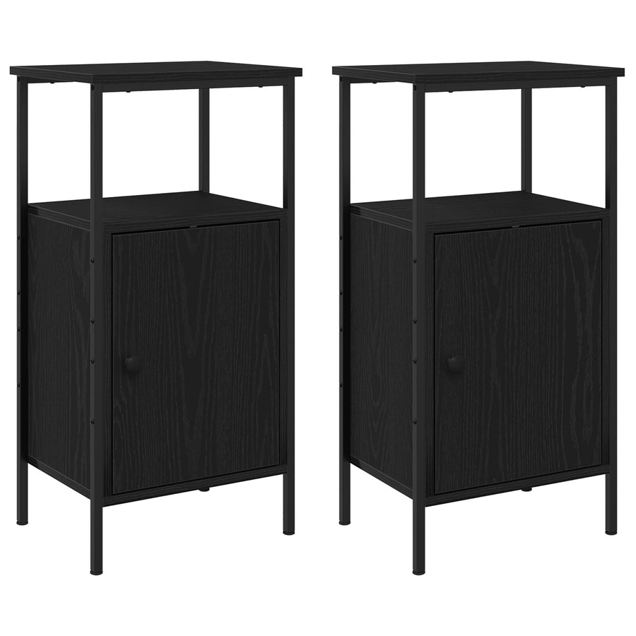 Nachtkastjes 2 Stuks 41X31X80 Cm Geengineerd Hout Zwart eiken