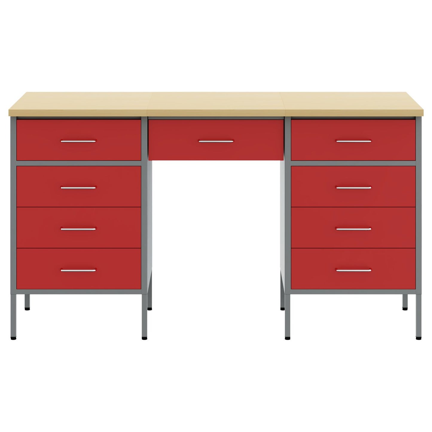 3-Delige Werkcabinet En Tafelset In Het Van Geengineerd Hout En Staal 3x (85/85/20 cm) Rood 3x kast