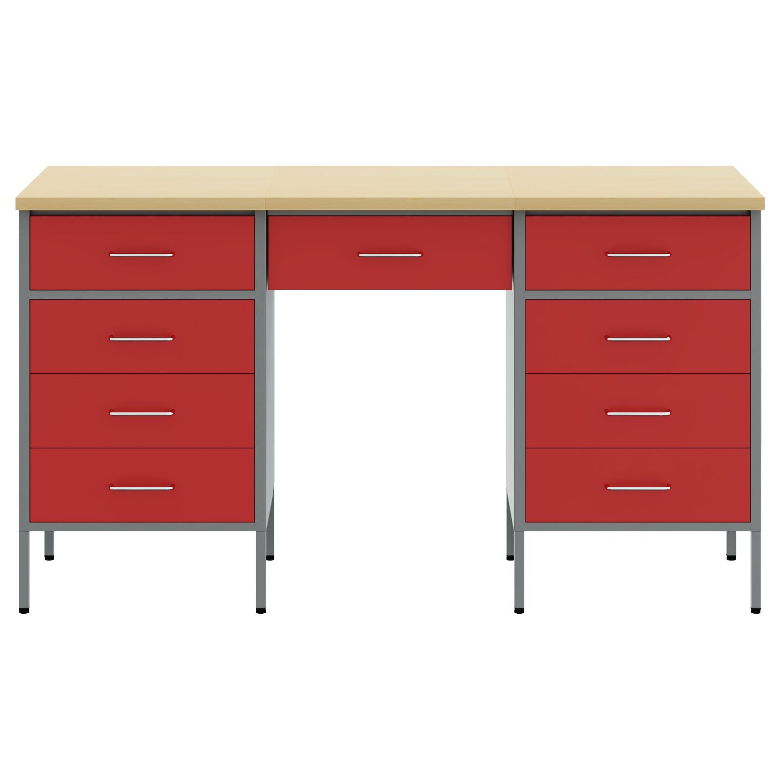 3-Delige Werkcabinet En Tafelset In Het Van Geengineerd Hout En Staal 3x (85/85/20 cm) Rood 3x kast