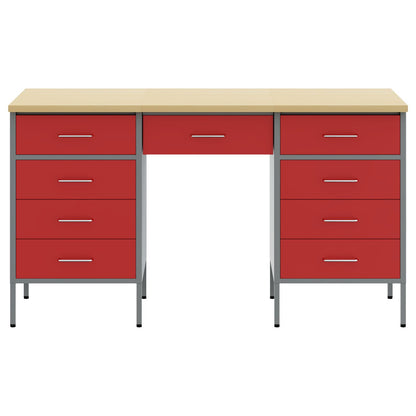 3-Delige Werkcabinet En Tafelset In Het Van Geengineerd Hout En Staal 3x (85/85/20 cm) Rood 3x kast