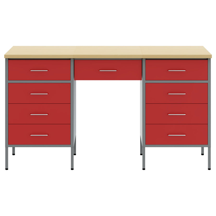 3-Delige Werkcabinet En Tafelset In Het Van Geengineerd Hout En Staal 3x (85/85/20 cm) Rood 3x kast