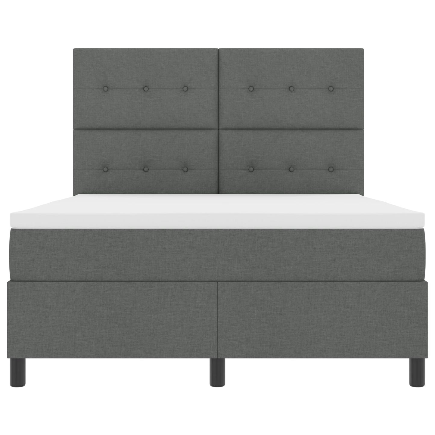 Boxspring Bed Met Matras Stof Donkergrijs 140 x 190 cm Knop afgewerkt