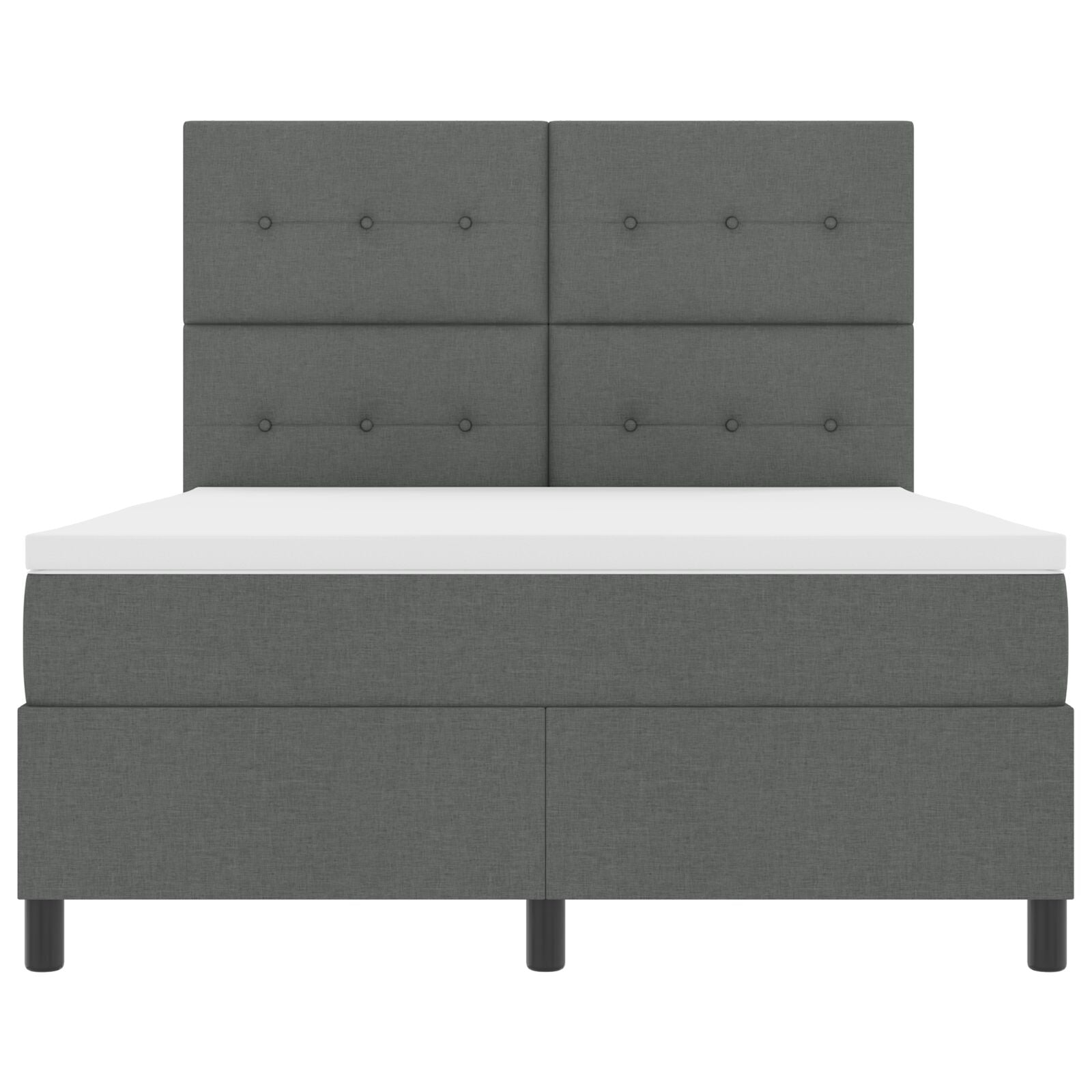 Boxspring Bed Met Matras Stof Donkergrijs 140 x 190 cm Knop afgewerkt