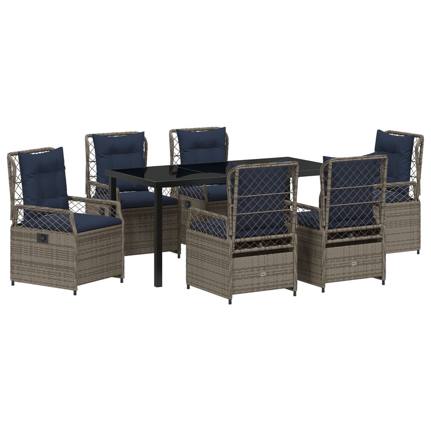7-Delig Tuin Eetset Grijs Poly Rattan