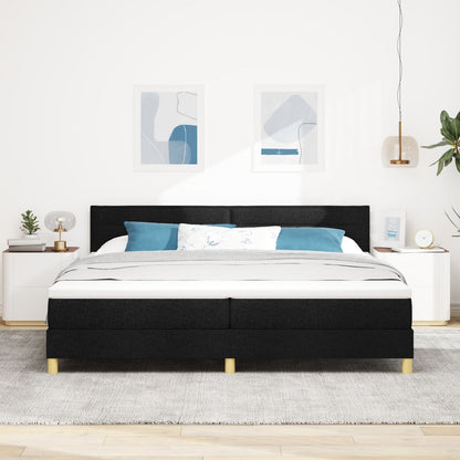Boxspring Bed Met Matras Stof Zwart 200 x 200 cm Lijnen ontwerp
