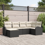 Tuinbankenset poly rattan 6 personen zwart