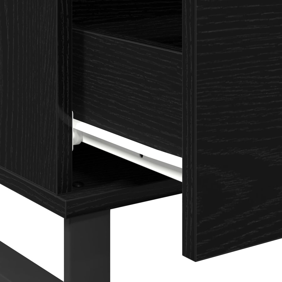 Salontafel 90X50X36,5 Cm Bewerkt Hout Zwart eiken