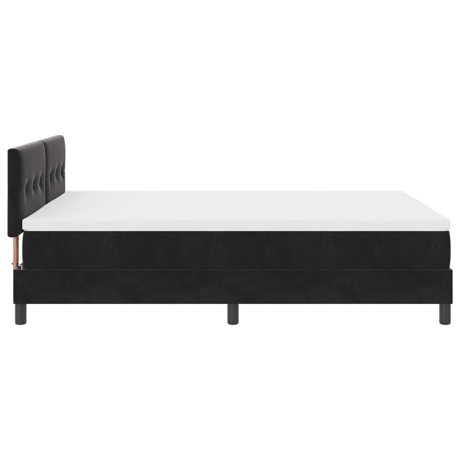 Boxspringbed Met Matras Zwart 140X190 Cm Fluweel Blauw