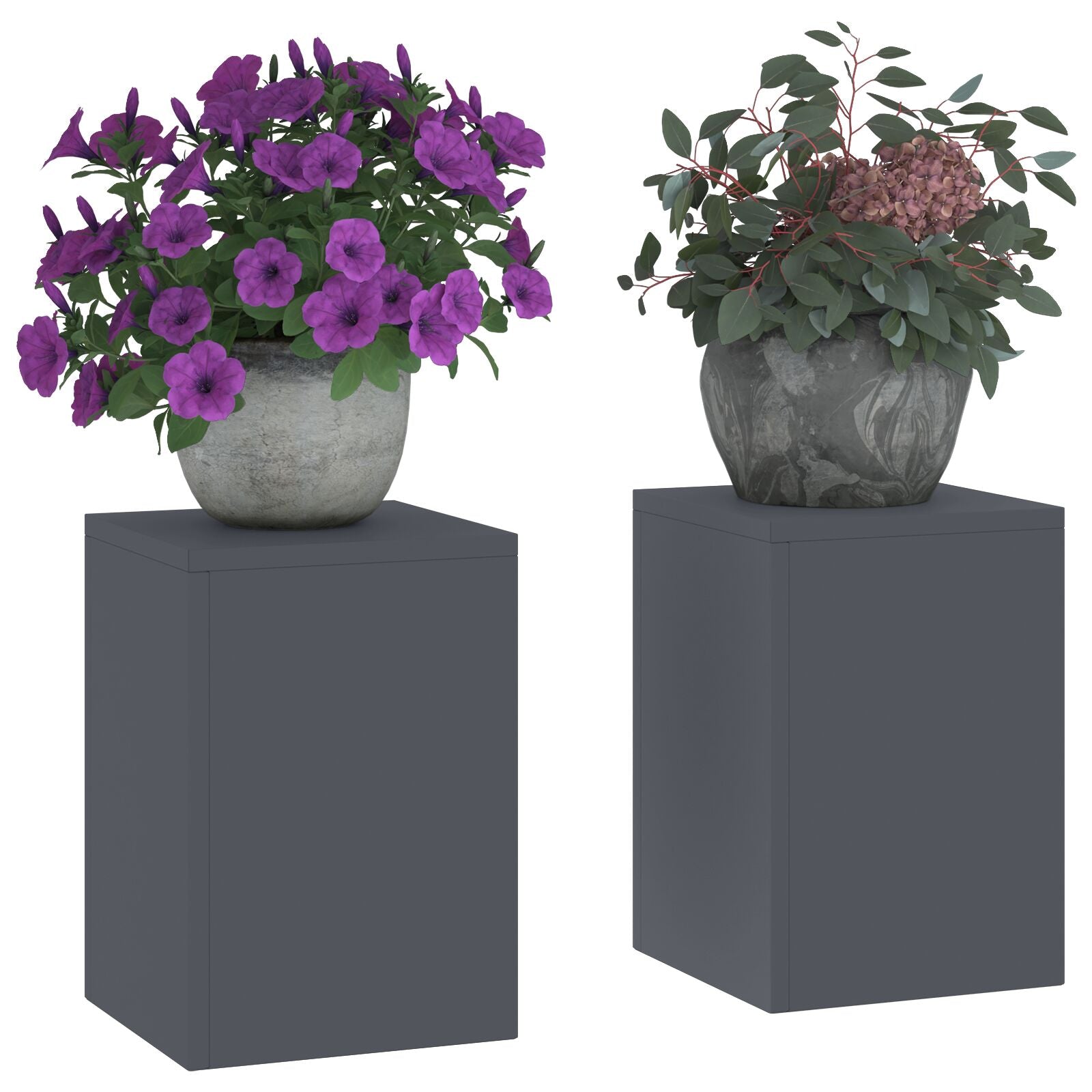 Buiten Plantenstandaards Pilar 2 Stuks 24X24X35 Cm Staal Anthraciet 2x (35 cm)