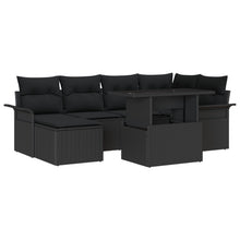 7 Delige Tuin Sofa Set Met Kussens Zwart Poly Rattan