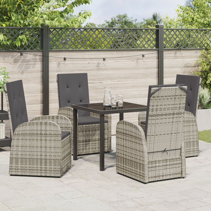 5-Delige Tuin Eetset Met Kussens Grijs Poly Rattan