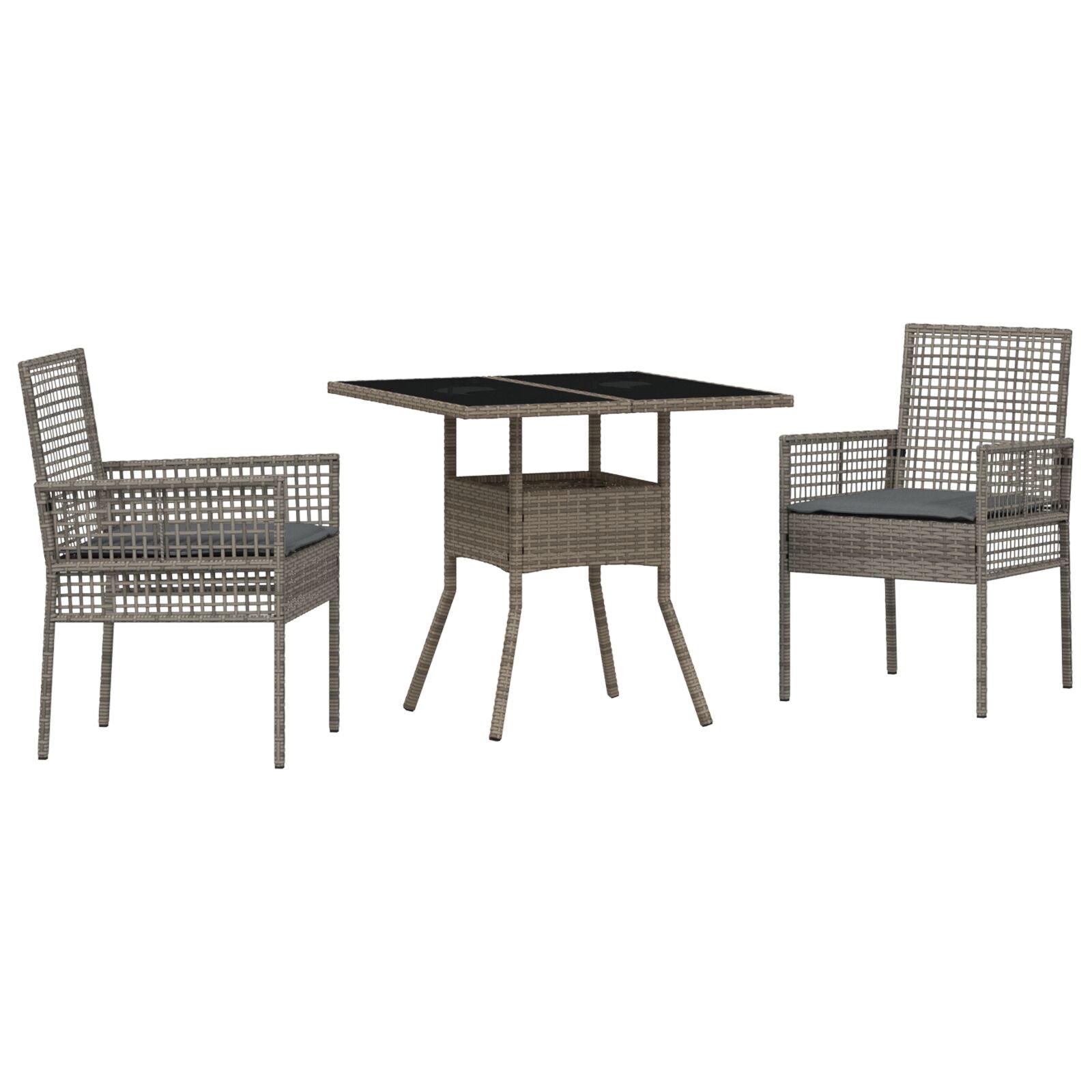 3-Delige Tuin Eetset Grijze Poly Rattan