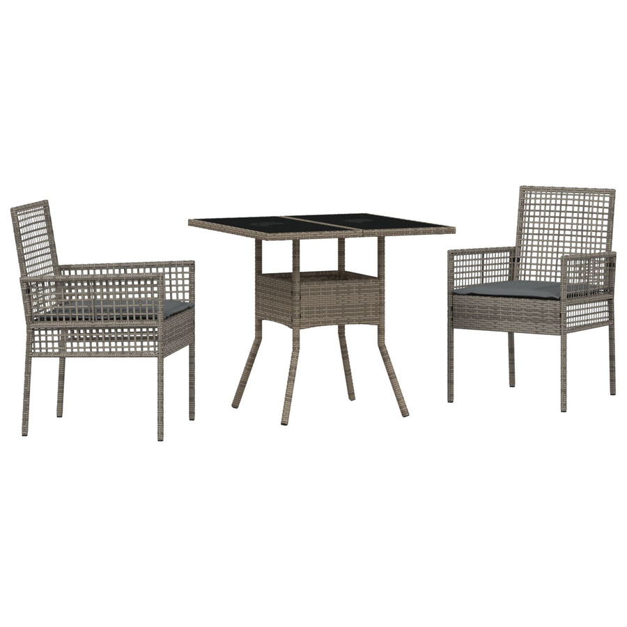 3-Delige Tuin Eetset Grijze Poly Rattan
