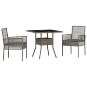 Garden dining set 3 pcs Grey poly rattan