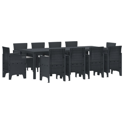 11 Delige Tuin Eetset Met Kussens Anthraciet Poly Rattan