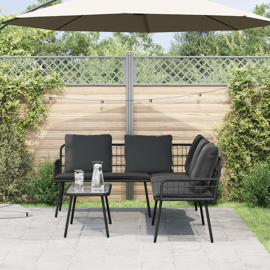 L-Vormige Bank 231X173X78 Cm Poly Rattan Zwart en donkergrijs