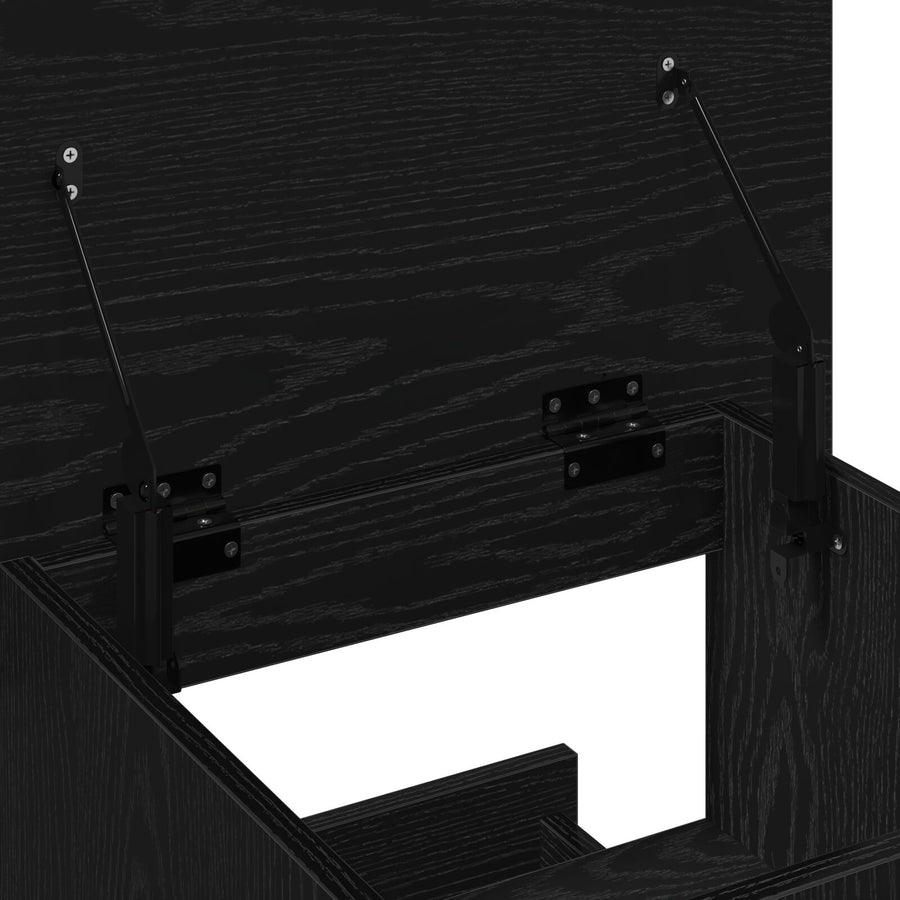 Lectern Podium Met Wielen Zwart Eiken Hout