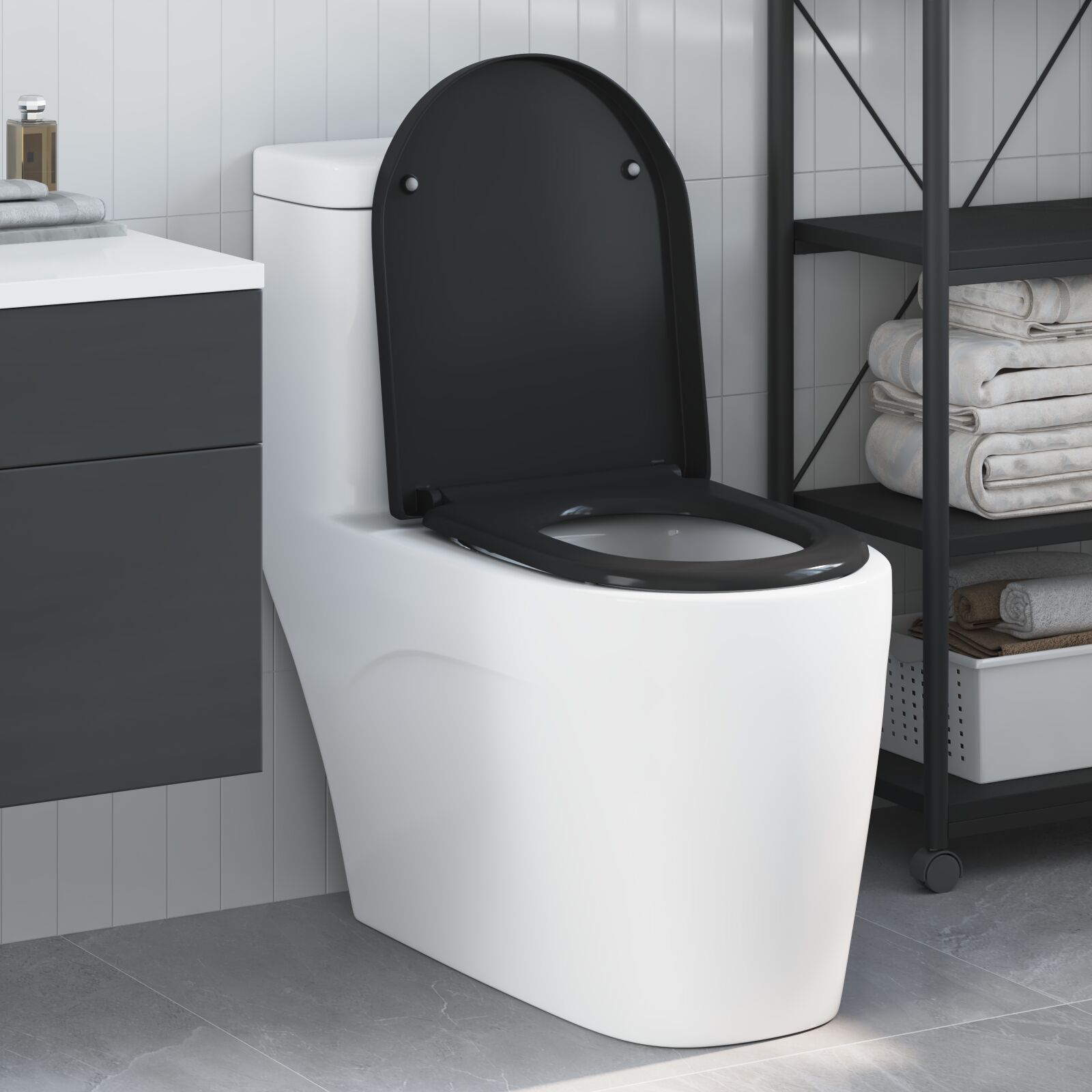 Toiletbril Met Snelle Release En Zachte Sluiting Duroplast Zwart