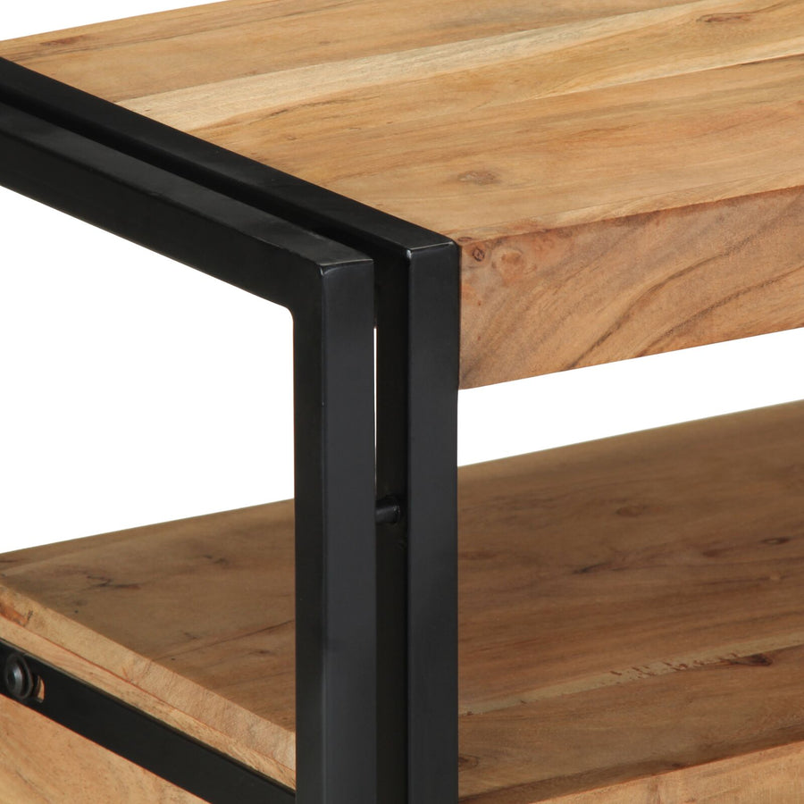 Console Tafel Zwart En Metaal 90 x 33 x 75 cm Massief acaciahout