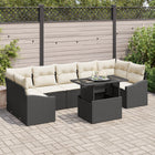 Tuin loungeset 8-delig poly rattan zwart crème
