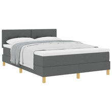 Boxspringbed Met Matras Stof Donkergrijs 160 x 200 cm Knoop-geplooid
