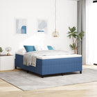 Box Spring Bed Blue and White 140 x 200 cm Cotton Fabric