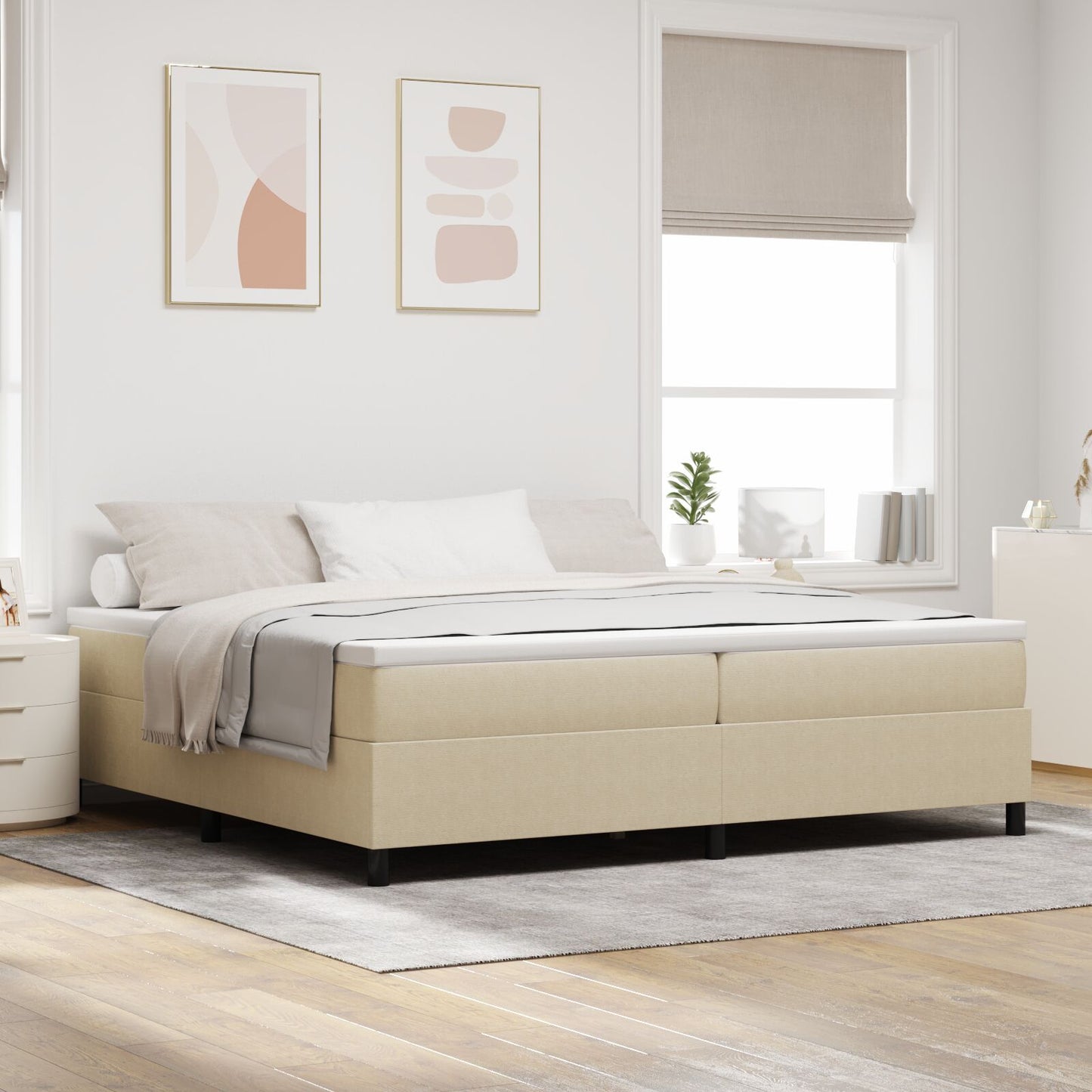 Boxspring Bed Met Matras Licht Groen Grijs 200X200 Cm Corduroy Stof