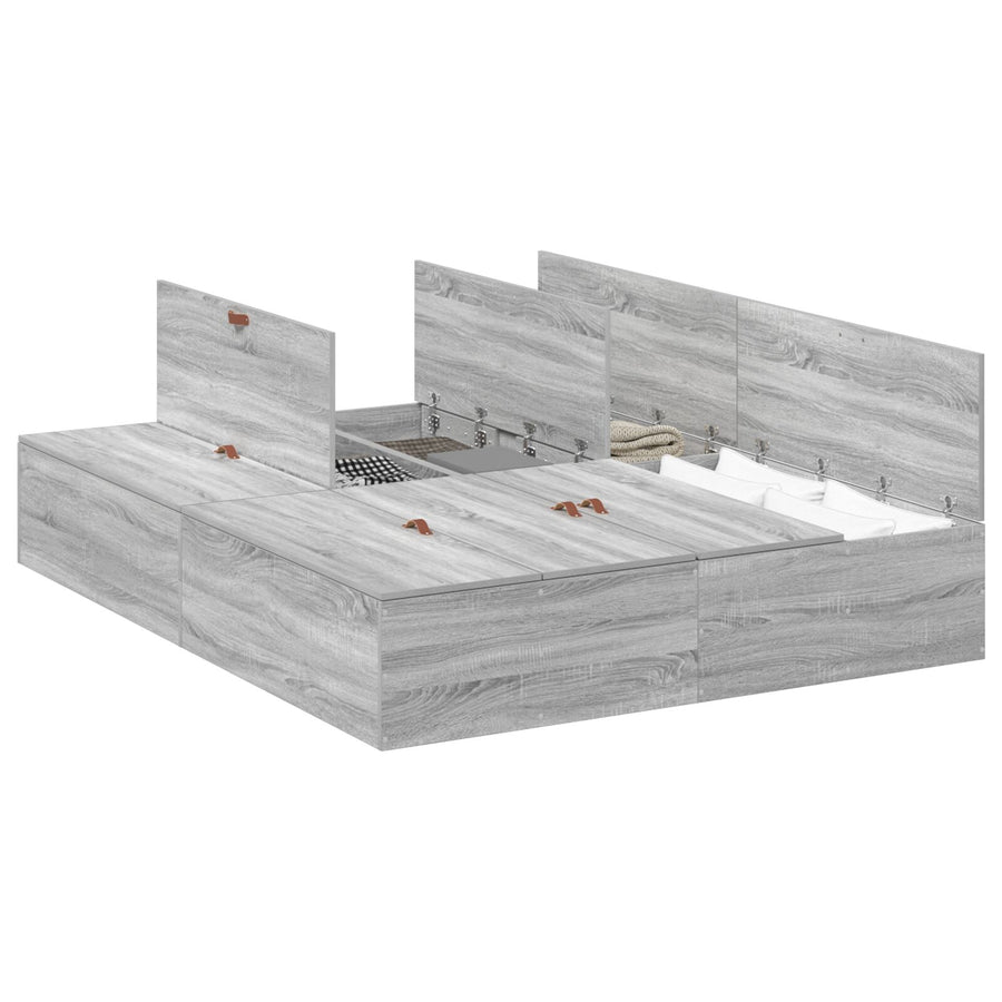 Opbergbedframe Grijs Sonoma 135 x 190 cm
