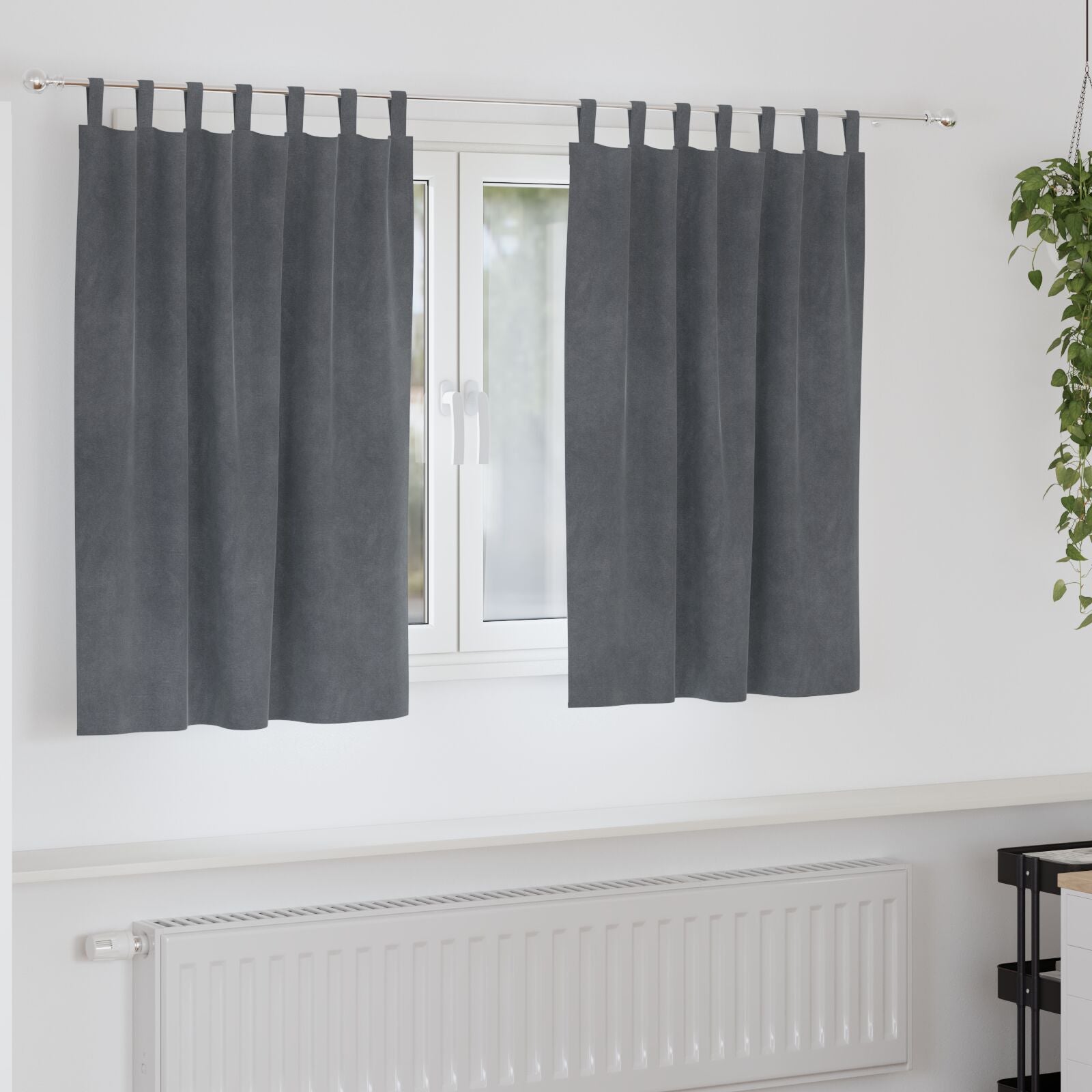 Zwarteout Gordijnen 2 Stuks Velvet Super Lichtgrijs 140 x 140 cm met ophanglussen