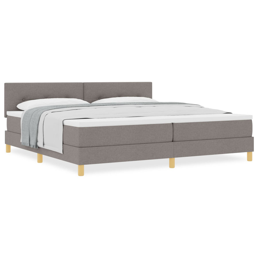 Boxspring Bed Met Matras Stof Taupe 200 x 200 cm Met knopen