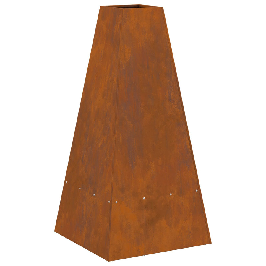 Vuurkorf Met Houtopslag Weerbestendig Staal Verweerd staal/Bruin 50 x 50 x 100 cm