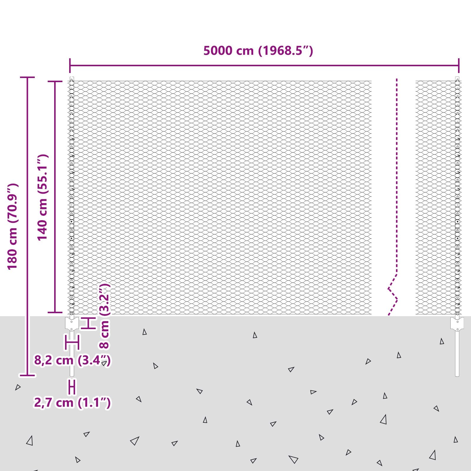 Hekpalen 22 Stks U-Channel 140 Cm Verzinkt Staal,  Hexagonaal Hek 1,4X50 M Verzinkt Staal