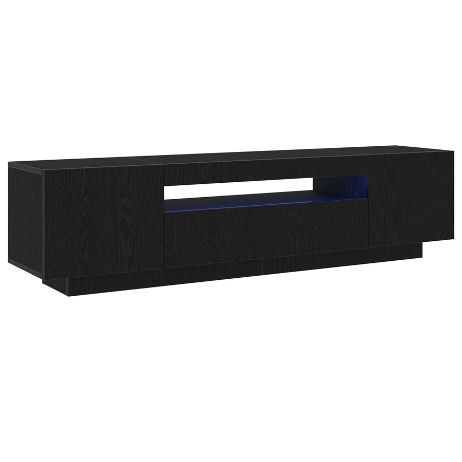 Tv-Meubel Met Led-Verlichting Zwart Eiken 160X35X40 Cm Samengesteld Hout