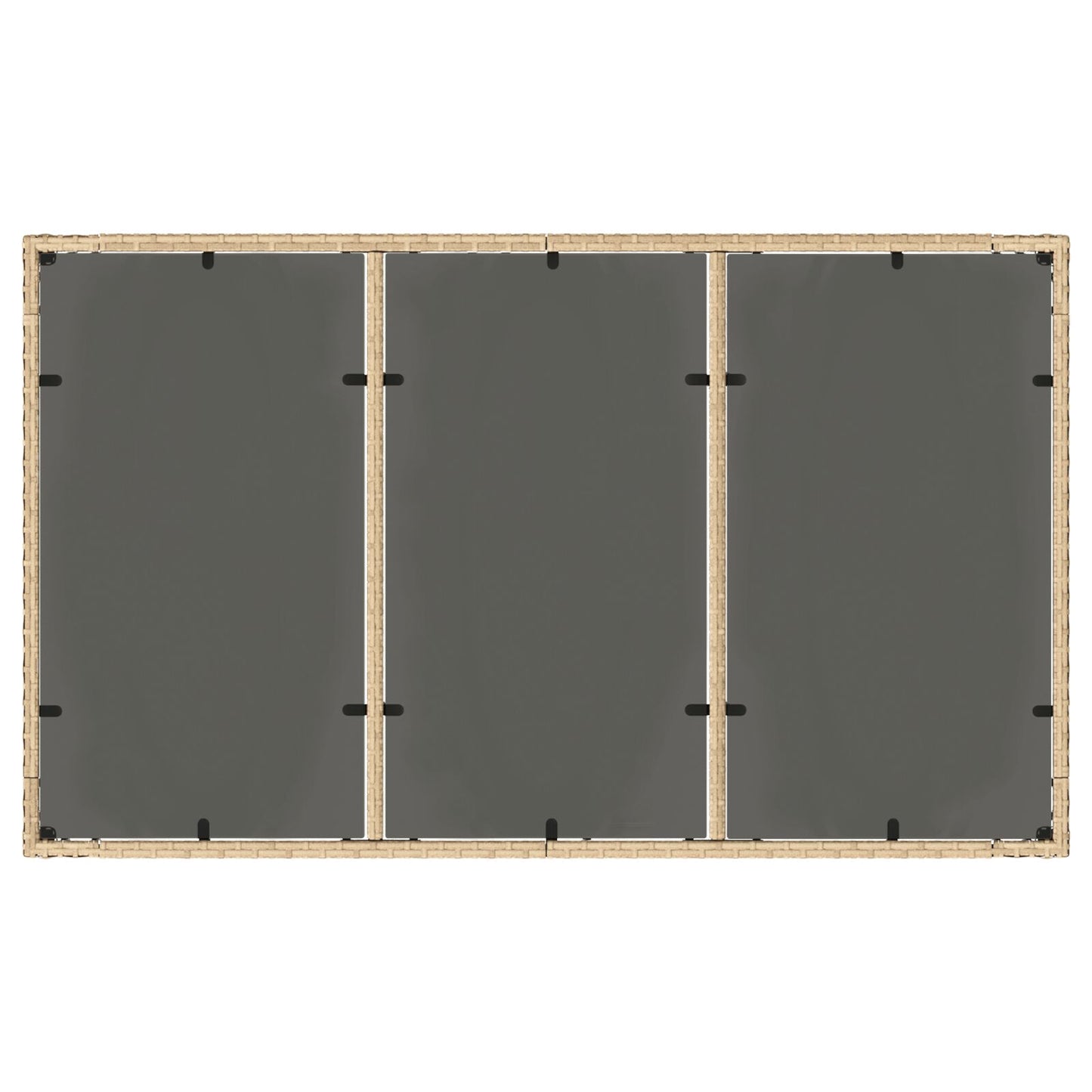 Set Van 3 Beige Pe Rattan, Gehard Glas, Gepoedercoat Staal