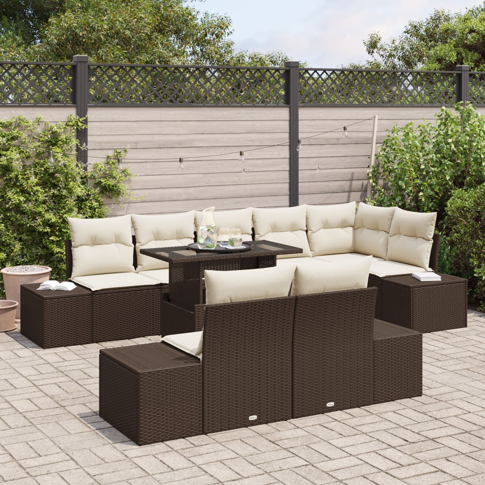 Tuin Sofa Set 9-Delige Set Bruin Rattan Tuin Sofa Set