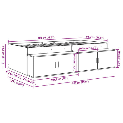 Opbergbedframe Gerookte Eiken 100X200 Cm
